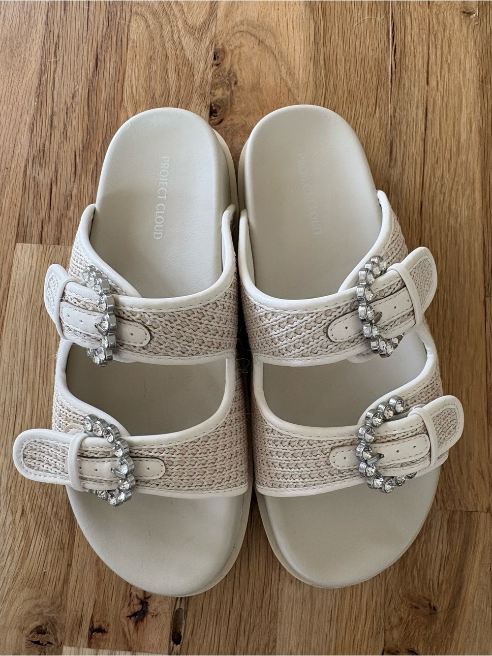 Project cloud Beige Crystal-Buckle Slide Sandals - - Picture 2 of 5